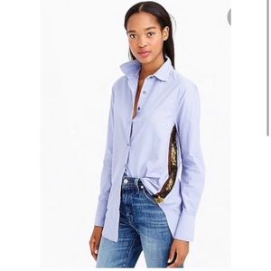 J. Crew Buttoned Down Long-Sleeved Top with Sequin Striped detail